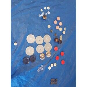 Vintage Buttons Loose Craft Round Plastic Craft Lot Assorted Colors